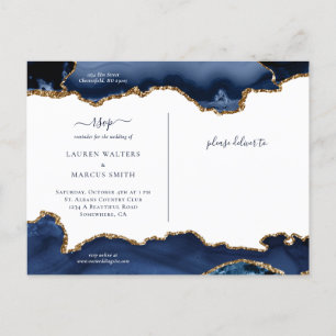 Carte Postale Faire-part Marine Gold Agate Geode Gemstone Mariage Annonce