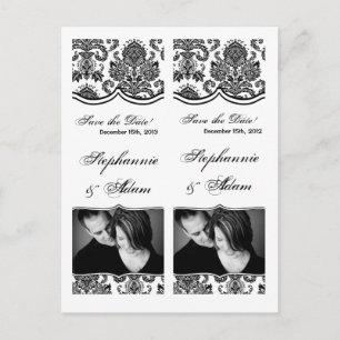 Carte Postale Faire-part Marque-page de réservation de date en damassé noir