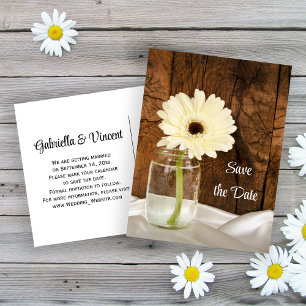 Carte Postale Faire-part Mason Jar et Daisy Mariage campagnard Enregistrer 