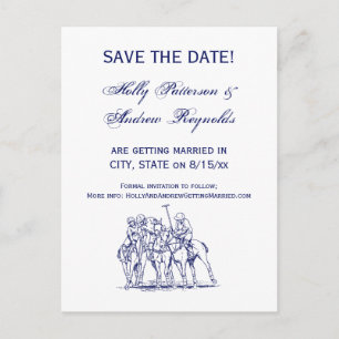 Carte Postale Faire-part Match Polo Stylisé vintage Dessin N° 1 bleu