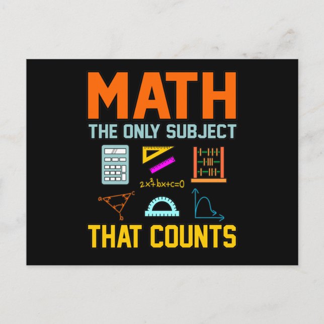 Carte Postale Faire-part Math Sujet Counts Mathématique Math Enseignant (Devant)