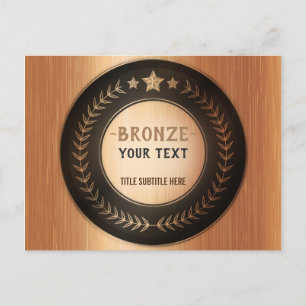 CARTE POSTALE FAIRE-PART MÉDAILLE BRONZE À PERSONNALISER AVEC VOTRE LOGO IM