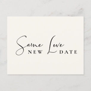 Carte Postale Faire-part Même Amour Nouvelle Date Crème Changer la Date du 