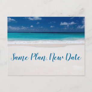 Carte Postale Faire-part Même plan nouvelle date thème plage enregistrer la