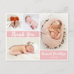Carte Postale Faire-part Merci 4 Photo Collage Naissance