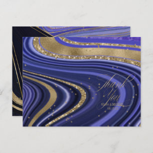 Carte Postale Faire-part Merci Abstrait du Mariage Agate Midnight ID827