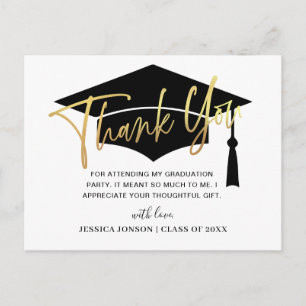 Carte Postale Faire-part Merci de graduation minimaliste simple moderne