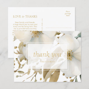 Carte Postale Faire-part Merci Mariage à aquarelle florale