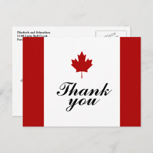 Carte Postale Faire-part Merci Mariage du drapeau canadien