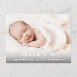 Carte Postale Faire-part Merci photo bébé moderne naissance