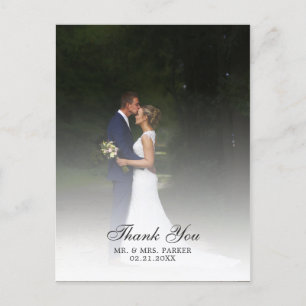 Carte Postale Faire-part Merci photo Mariage de script chic