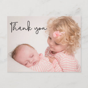 Carte Postale Faire-part Merci photo personnalisé du deuxième bébé
