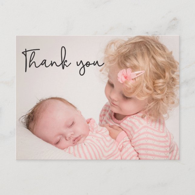 Carte Postale Faire-part Merci photo personnalisé du deuxième bébé (Devant)