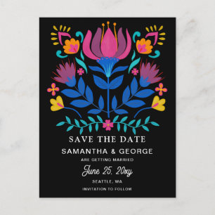 Carte Postale Faire-part Mexican Floral Fiesta Enregistrer La Date