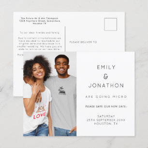 Carte Postale Faire-part Micro Mariage Minimaliste Photo Enregistrer La Dat