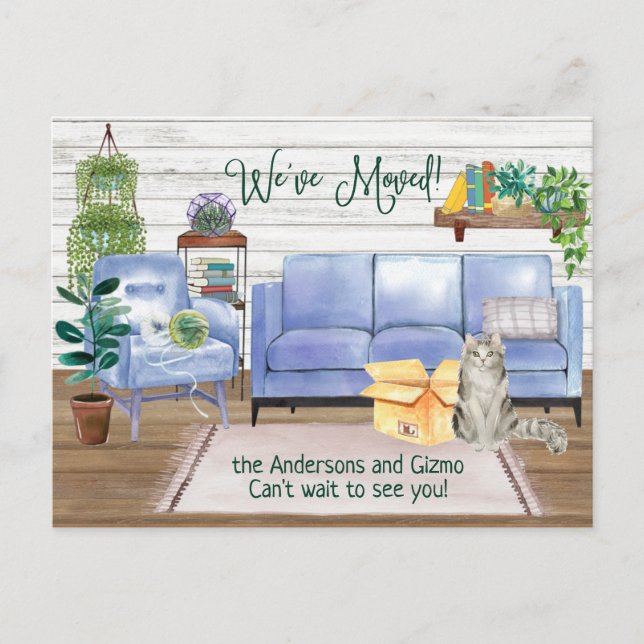 Carte Postale Faire-part Mignon Chat Ragamuffin Chaleur Adresse du Nouveau  (Devant)