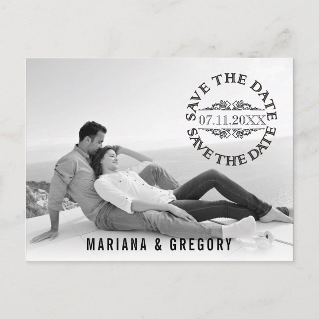 Carte Postale Faire-part Minimal Enregistrer la date photo mariage moderne (Devant)