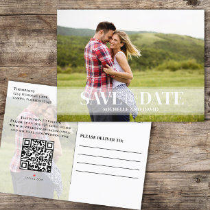 Carte Postale Faire-part Minimaliste Enregistrer la date Photo   Site Web C