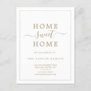 Carte Postale Faire-part Minimaliste Gold Home Sweet Home Moving