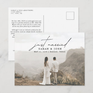 Carte Postale Faire-part Minimaliste moderne Juste Marié Photo Mariage Anno