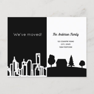 Carte Postale Faire-part Minimaliste noir blanc ville campagne nous avons d