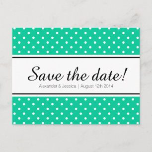 Carte Postale Faire-part Mint vert & blanc polkadot enregistrer la date car