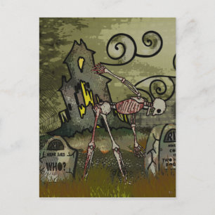 Carte Postale Faire-part Minuit Cimetière Fantaisie HALLOWEEN