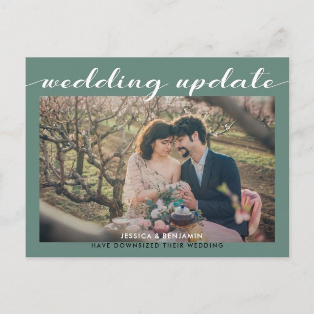 Carte Postale Faire-part Mise à jour de mariage | Mariage plus intime (Devant)
