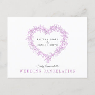 Carte Postale Faire-part Mistletoe couronne violet mariage annulation
