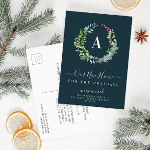 Carte Postale faire-part mobile monogramme de noël