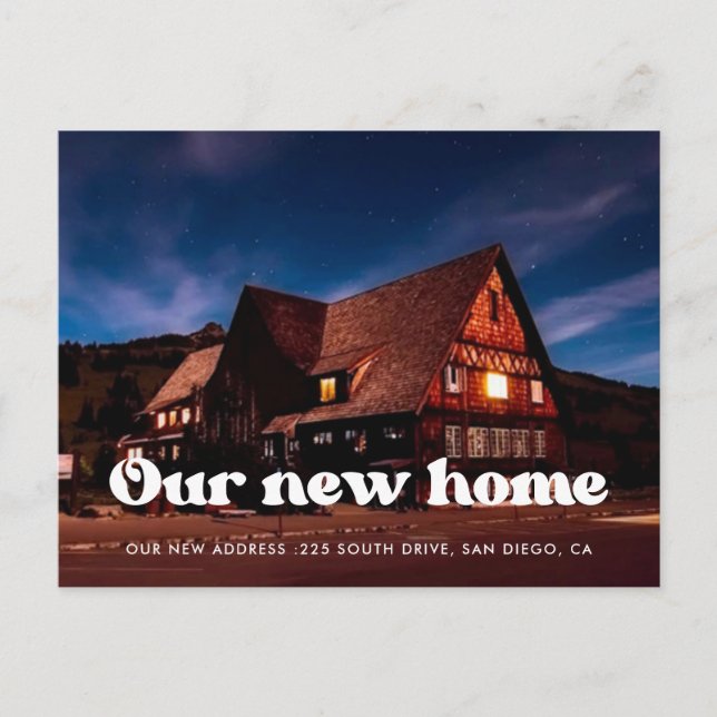 Carte Postale Faire-part mobile noir et blanc rétro élégant (Devant)