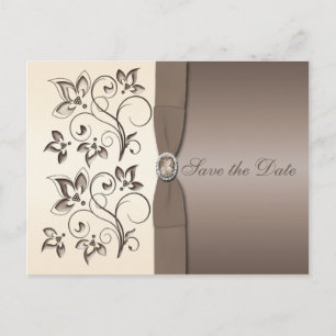 Carte Postale Faire-part Mocha et florale d'ivoire Enregistrer la date Cart
