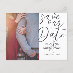 Carte Postale Faire-part Modern Save Our Date Photo Elegant Script Mariage