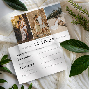 Carte Postale Faire-part Modern Save the Date 3 Photo Collage