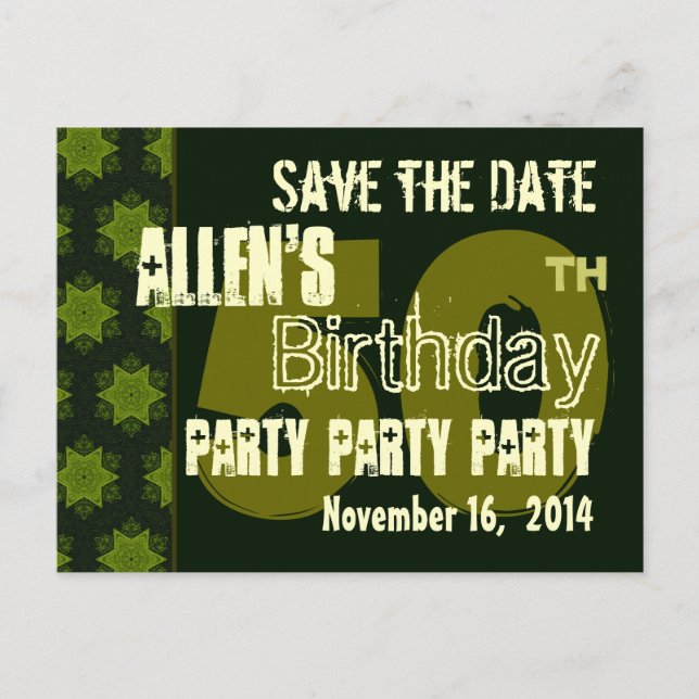 Carte Postale Faire-part Modern Save the Date 50th Birthday Party R203AB (Devant)