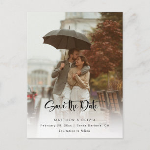 Carte Postale Faire-part Modern Save the Date Calligraphy Script avec photo