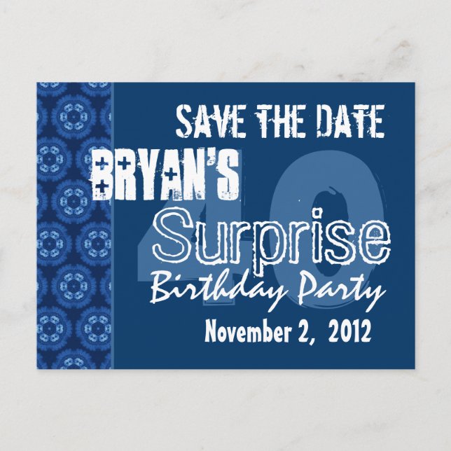 Carte Postale Faire-part Modern Save the Date Surprise 40th Party V401 (Devant)