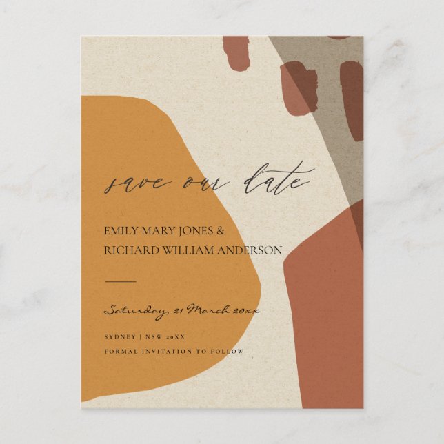 CARTE POSTALE FAIRE-PART MODERNE ABSTRAIT RUST KRAFT ARTISTIC ENREGISTRER L (Devant)