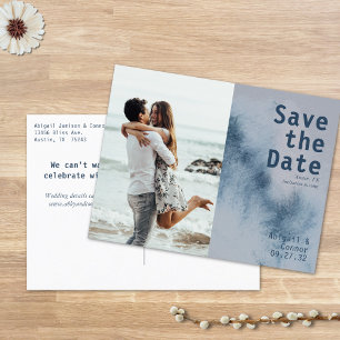 Carte Postale Faire-part Moderne Abstraite ardoise bleu gris Mist Enregistr