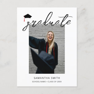 Carte Postale Faire-part Moderne calligraphie minimaliste Une graduation ph