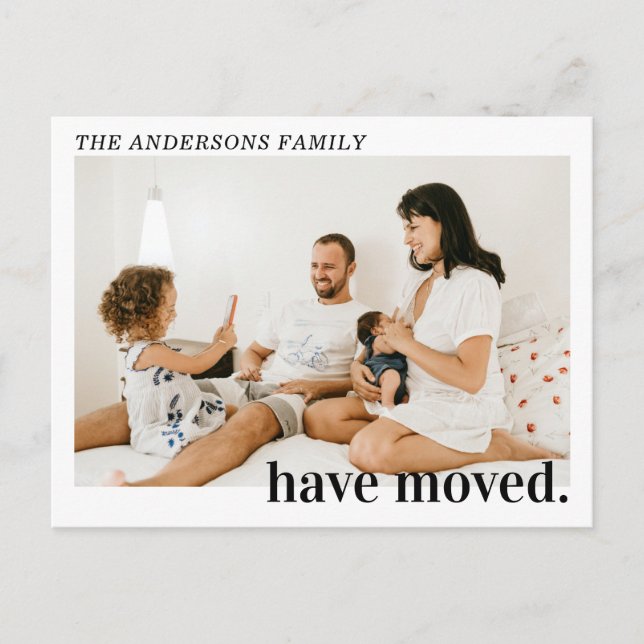 Carte Postale Faire-part Moderne Elegant Nouvelle Adresse Photo Moving Anno (Devant)