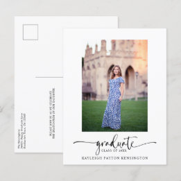 Carte Postale Faire-part moderne élégante de graduation de scrip