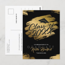 Faire-part moderne Gold Stroke Black Graduation