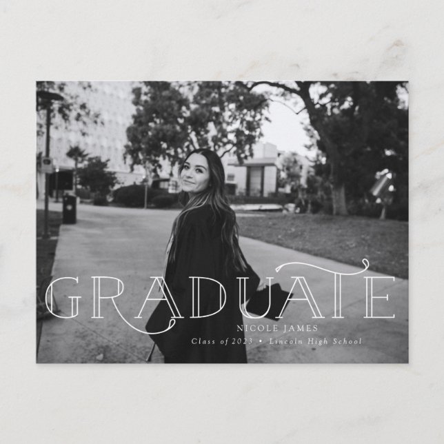 Carte Postale Faire-part moderne Gras Graduation (Devant)