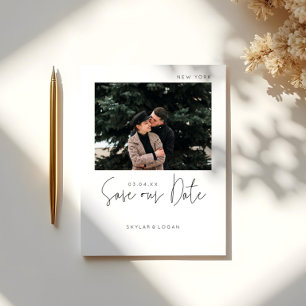 Carte Postale Faire-part Moderne Minimaliste Typographique Photo Sauvegarde