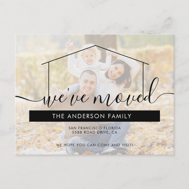 Carte Postale Faire-part Moderne Nous Avons Déménagé Script Nouvelle Maison (Devant)