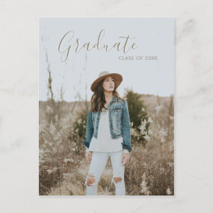 Carte Postale Faire-part Moderne Pays Chic Editable Photo Graduation