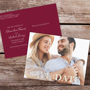 Carte Postale Faire-part Moderne Photo Simple Bordeaux Classique Minimalist