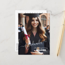Carte Postale Faire-part Moderne Simple Espagnol Script Photo Grad Invitati