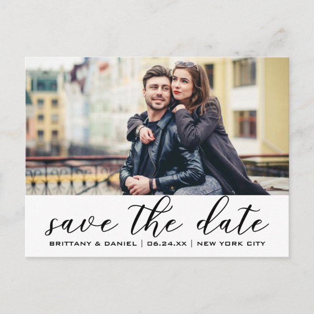 Carte Postale Faire-part Moderne tendance | Enregistrer La Photo Date (Devant)